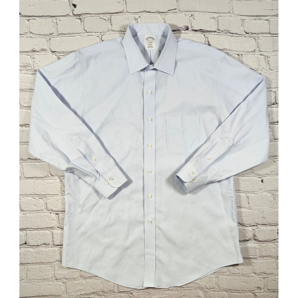 Brooks Brothers 1818 Regent Chambray Shirt Mens 16.5 2/3 Blue Non-Iron Cotton